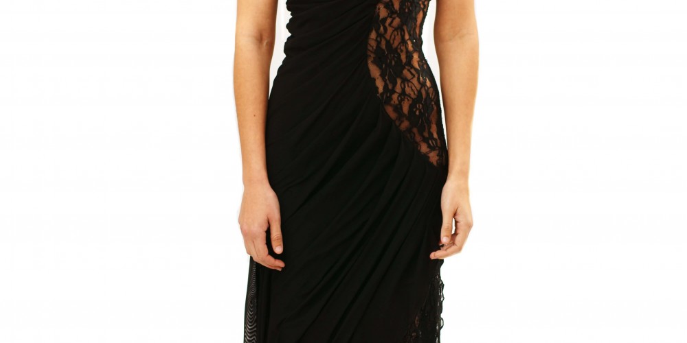 Vestido de lycra negro con transparencias laterales