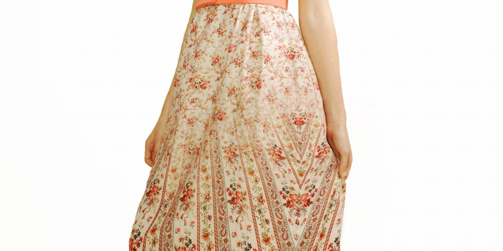 Vestido recto estampado de crepé largo sin abertura