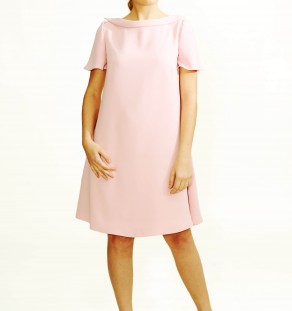 Vestido corto de crepé de seda rosa palo